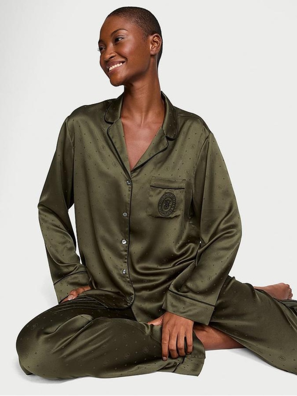 Victoria Secret Glazed Satin Long Pajama Set (2 piece) Like New *Free wrinkles